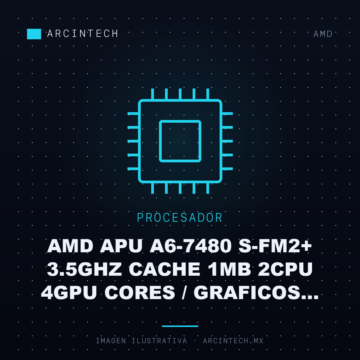 Procesador AMD Apu A6-7480 S-FM2+ 3.5GHz Cache 1MB 2CPU 4GPU Cores / Graficos Radeon Core R5 Pc
