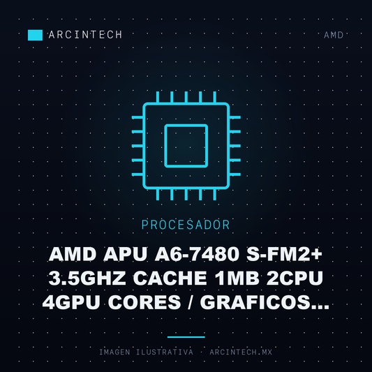 Procesador AMD Apu A6-7480 S-FM2+ 3.5GHz Cache 1MB 2CPU 4GPU Cores / Graficos Radeon Core R5 Pc