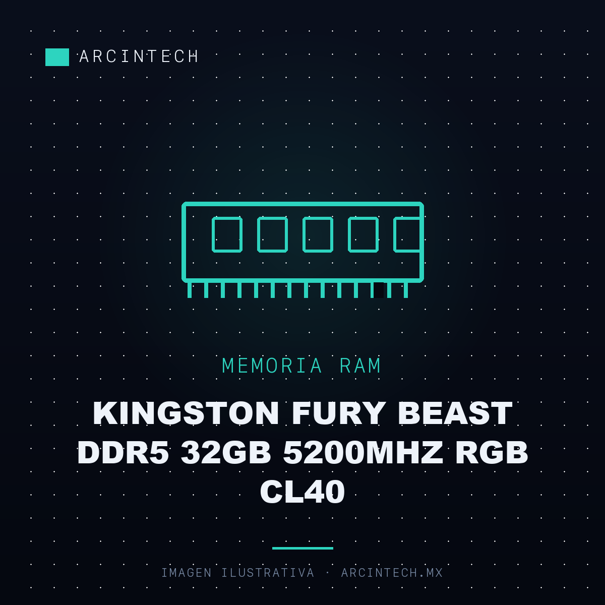 Memoria RAM Kingston Fury Beast DDR5 32GB 5200MHz RGB CL40