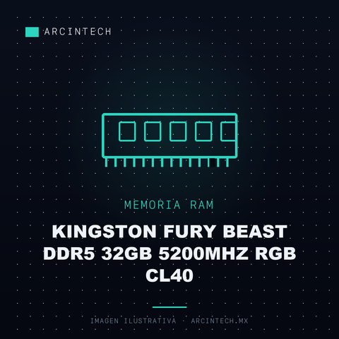 Memoria RAM Kingston Fury Beast DDR5 32GB 5200MHz RGB CL40