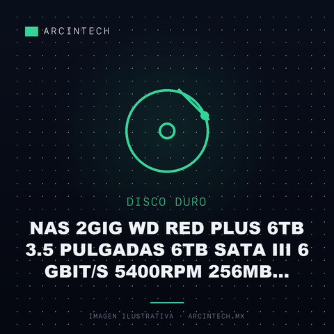 Disco Duro Nas 2GIG Wd Red Plus 6TB 3.5 Pulgadas 6TB SATA Iii 6 Gbit/s 5400RPM 256MB Cache
