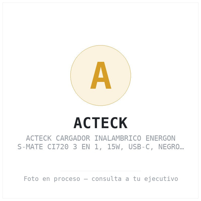 Acteck Cargador Inalambrico Energon S-mate CI720 3 en 1, 15W, Usb-c, Negro