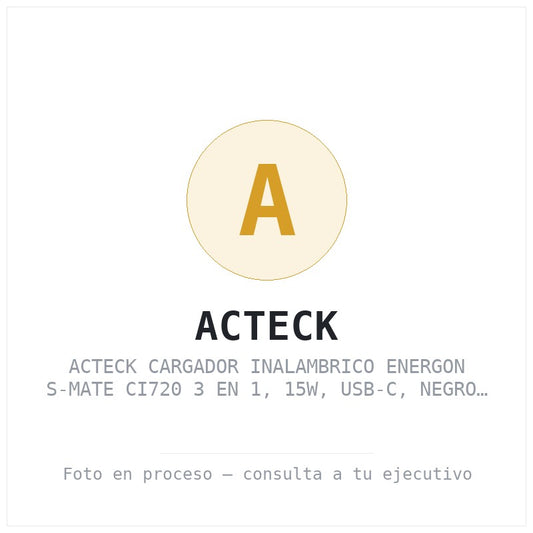 Acteck Cargador Inalambrico Energon S-mate CI720 3 en 1, 15W, Usb-c, Negro