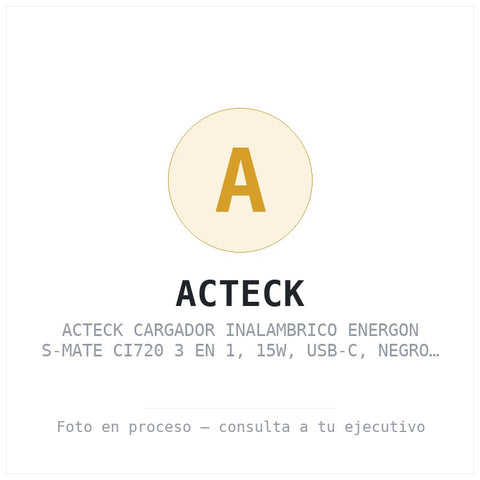 Acteck Cargador Inalambrico Energon S-mate CI720 3 en 1, 15W, Usb-c, Negro