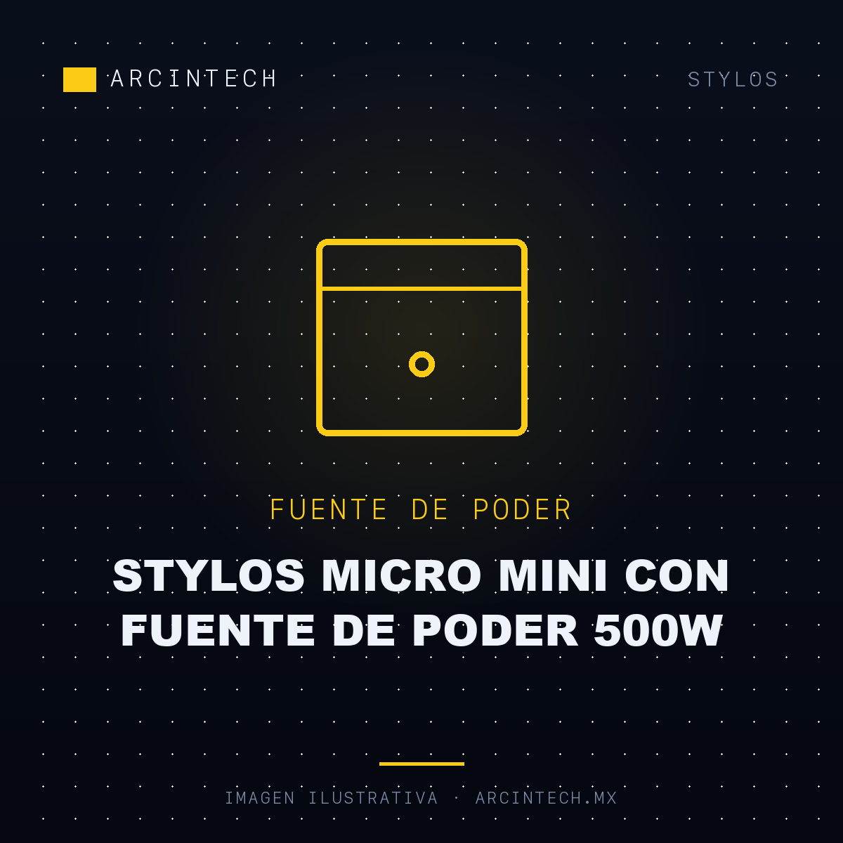 Gabinete Stylos Micro Mini con Fuente de Poder 500W
