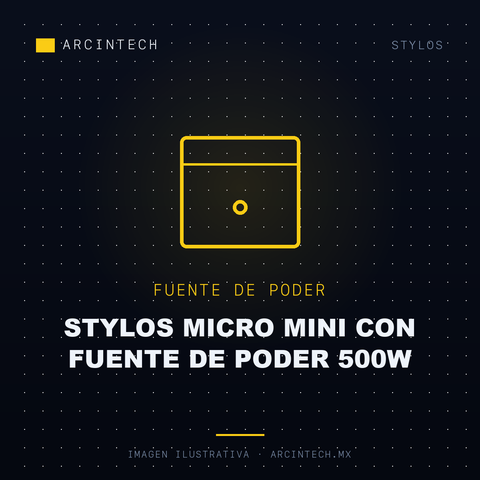 Gabinete Stylos Micro Mini con Fuente de Poder 500W