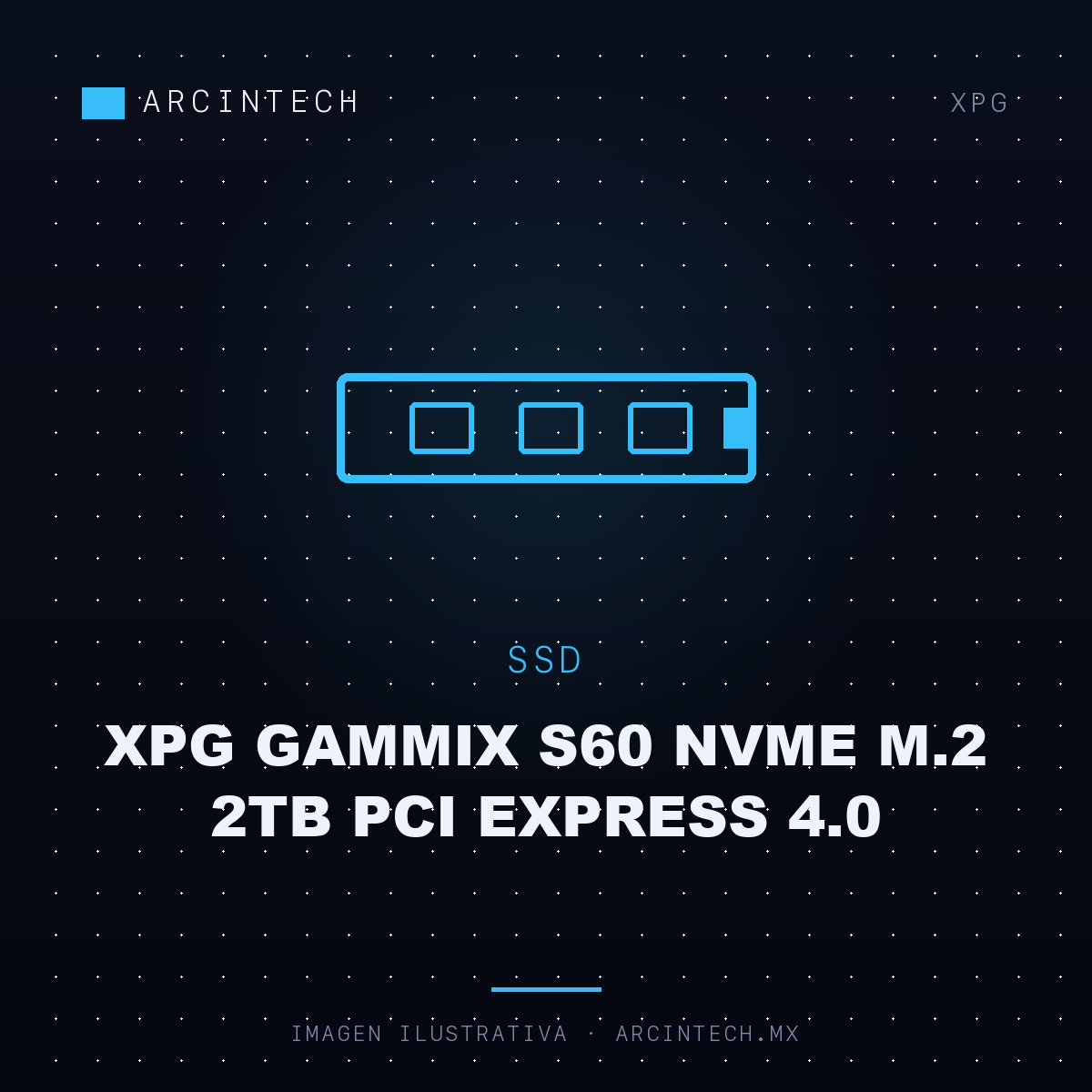 Unidad de Estado Solido SSD XPG Gammix S60 NVMe M.2 2TB PCI Express 4.0