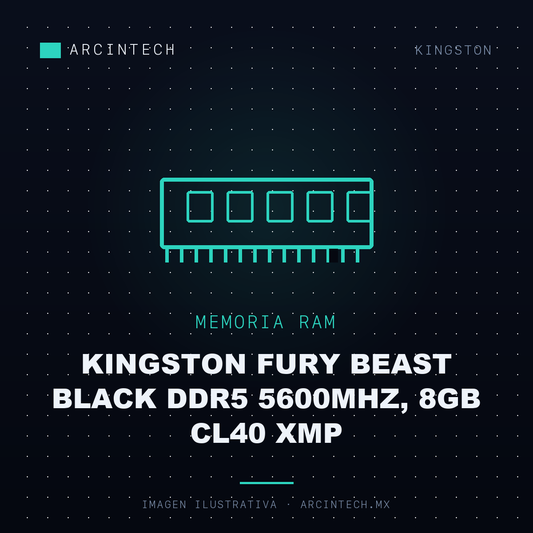 Memoria RAM Kingston Fury Beast Black DDR5 5600MHz, 8GB CL40 Xmp