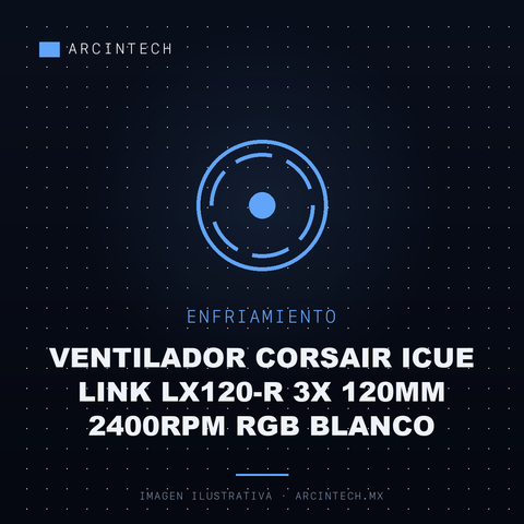 Ventilador Corsair Icue Link LX120-R 3X 120MM 2400RPM RGB Blanco