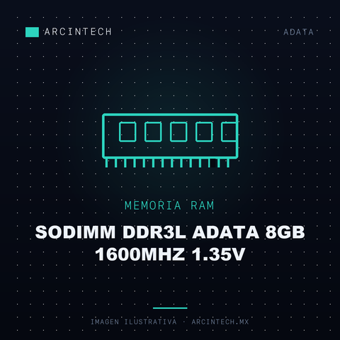 Memoria RAM Sodimm DDR3L Adata 8GB 1600MHz 1.35V