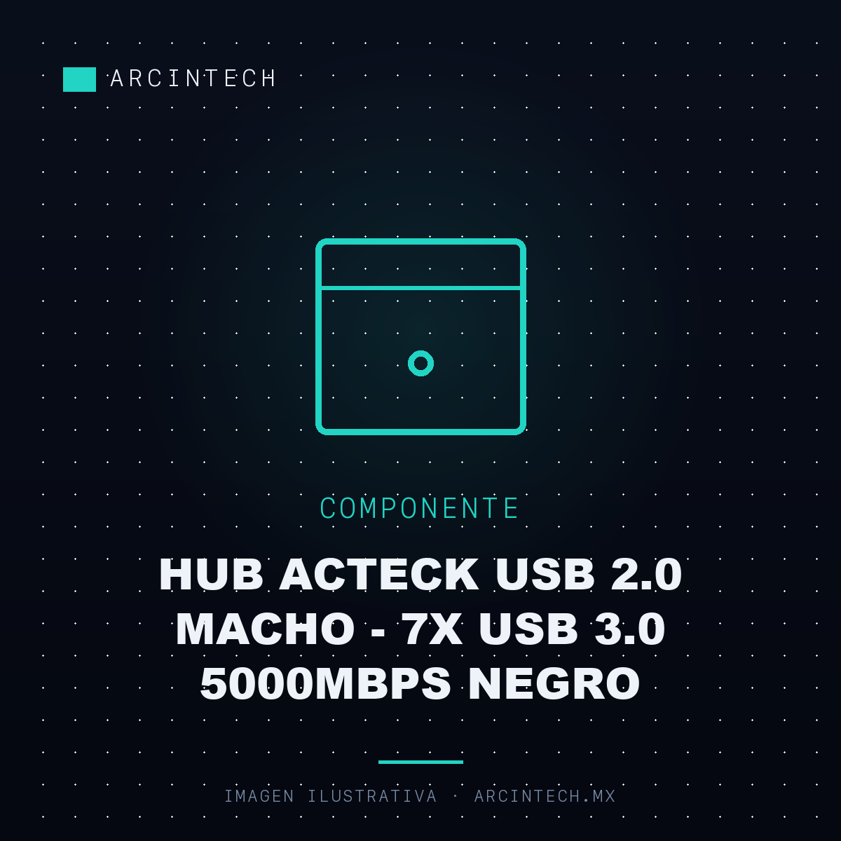 Hub Acteck USB 2.0 Macho - 7X USB 3.0 5000MBPS Negro