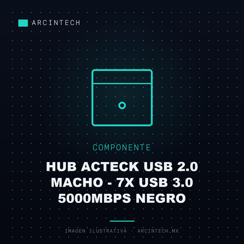 Hub Acteck USB 2.0 Macho - 7X USB 3.0 5000MBPS Negro