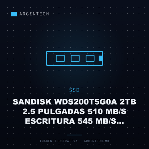 Unidad de Estado Solido SSD Sandisk WDS200T5G0A 2TB 2.5 Pulgadas 510 Mb/s Escritura 545 Mb/s Lectura SATA Iii