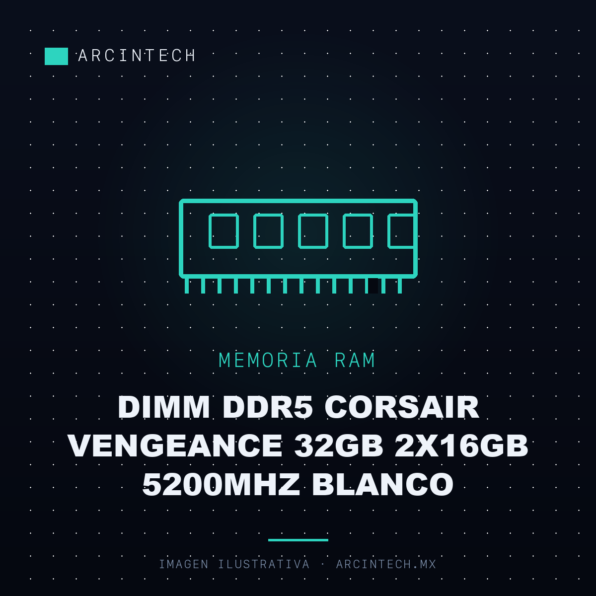 Memoria RAM Dimm DDR5 Corsair Vengeance 32GB 2X16GB 5200MHz Blanco