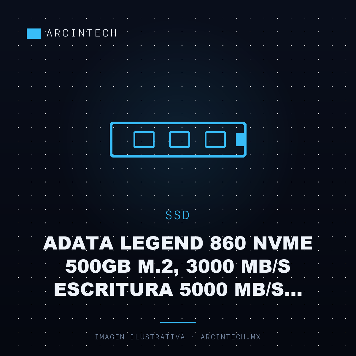 Unidad de Estado Solido SSD Adata Legend 860 NVMe 500GB M.2, 3000 Mb/s Escritura 5000 Mb/s Lectura PCI Express 4.0