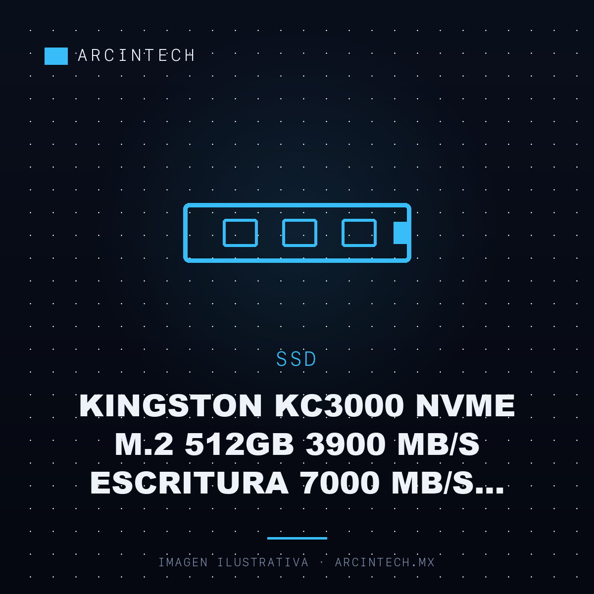Unidad de Estado Solido SSD Kingston KC3000 NVMe M.2 512GB 3900 Mb/s Escritura 7000 Mb/s Lectura PCI Express 4.0