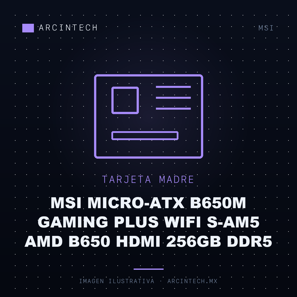 Tarjeta Madre MSI Micro-ATX B650M Gaming Plus WiFi S-AM5 AMD B650 HDMI 256GB DDR5