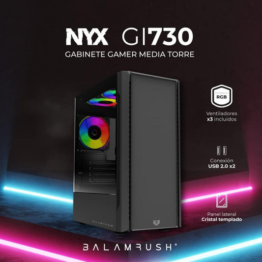 GABINETE GAMER BALAM RUSH NYX GI730 MEDIA TORRE SIN FUENTE 4FAN NEGRO (BR-936095)