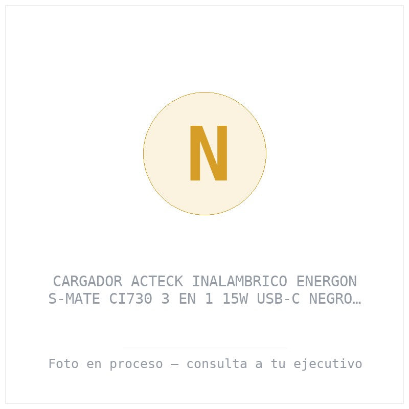 Cargador Acteck Inalambrico Energon S-mate CI730 3 en 1 15W USB-C Negro