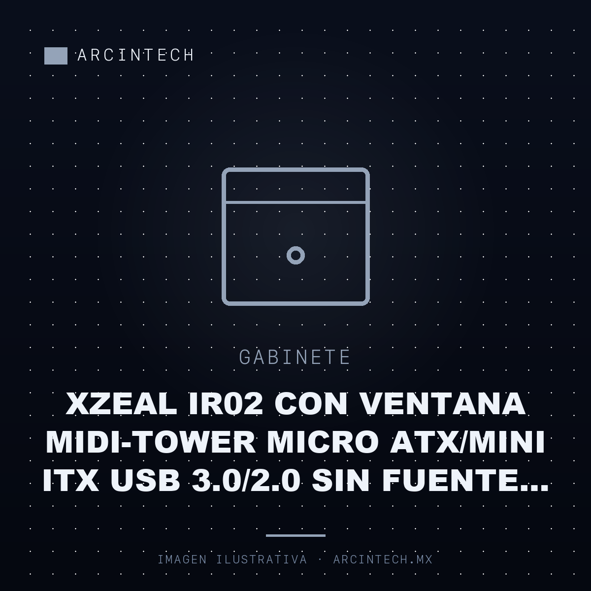 Gabinete Xzeal IR02 con Ventana Midi-tower Micro Atx/mini ITX USB 3.0/2.0 sin Fuente 4 Ventiladores Instalados RGB Negro