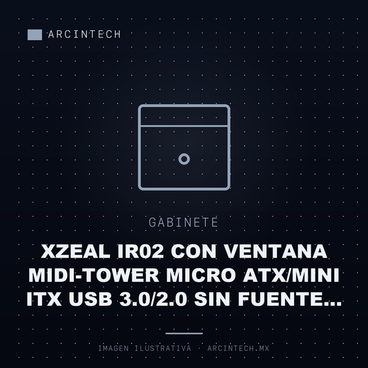 Gabinete Xzeal IR02 con Ventana Midi-tower Micro Atx/mini ITX USB 3.0/2.0 sin Fuente 4 Ventiladores Instalados RGB Negro