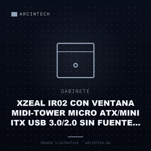 Gabinete Xzeal IR02 con Ventana Midi-tower Micro Atx/mini ITX USB 3.0/2.0 sin Fuente 4 Ventiladores Instalados RGB Negro