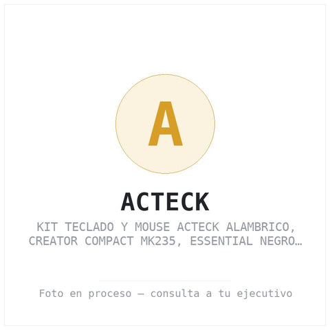 Kit Teclado y Mouse Acteck Alambrico, Creator Compact MK235, Essential Negro