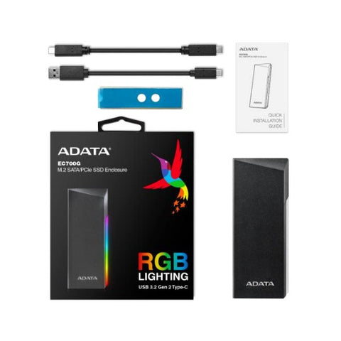 Case Externo Adata AEC700GU32G2-CGY RGB M.2