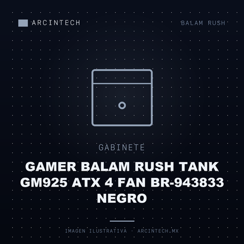 Gabinete Gamer Balam Rush Tank GM925 ATX 4 Fan BR-943833 Negro