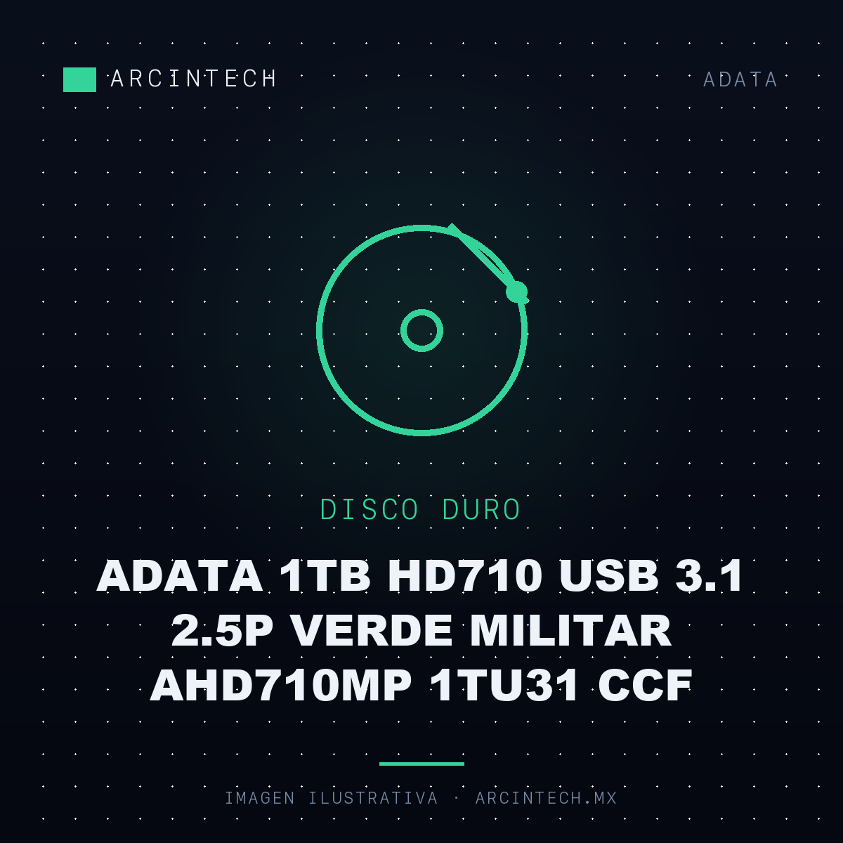 Disco Duro Externo Adata 1TB HD710 USB 3.1 2.5P Verde Militar AHD710MP 1TU31 Ccf