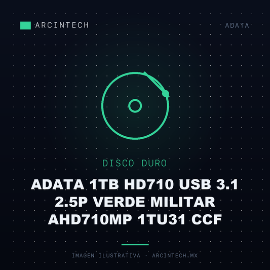 Disco Duro Externo Adata 1TB HD710 USB 3.1 2.5P Verde Militar AHD710MP 1TU31 Ccf