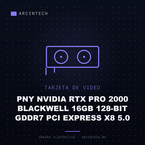 Tarjeta de Video Pny NVIDIA RTX Pro 2000 Blackwell 16GB 128-bit GDDR7 PCI Express X8 5.0