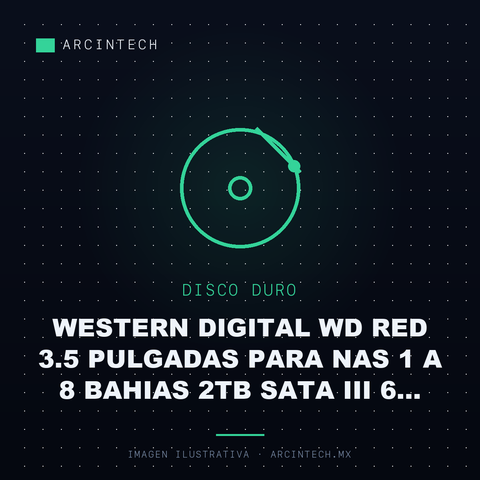 Disco Duro Western Digital Wd Red 3.5 Pulgadas para Nas 1 a 8 Bahias 2TB SATA Iii 6 Gbit/s 5400RPM 64MB Cache