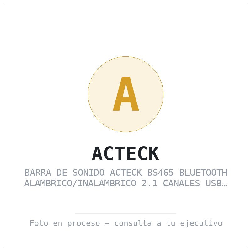 Barra de Sonido Acteck BS465 Bluetooth Alambrico/inalambrico 2.1 Canales USB Negro