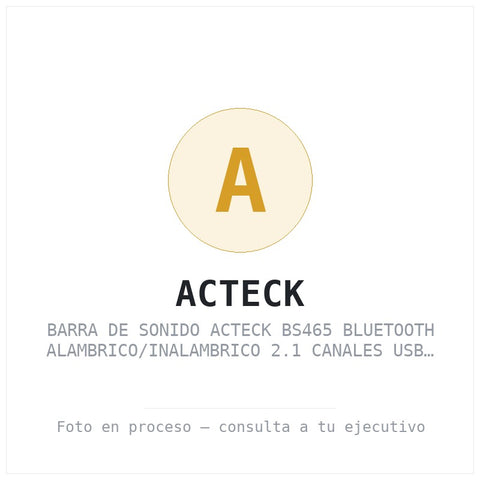 Barra de Sonido Acteck BS465 Bluetooth Alambrico/inalambrico 2.1 Canales USB Negro