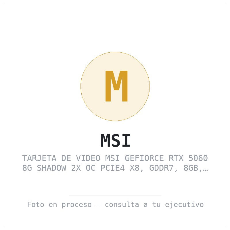 Tarjeta de Video MSI Gefiorce RTX 5060 8G Shadow 2X OC PCIE4 X8, GDDR7, 8GB, 1HDMI/1XDP/DL-DVI-D X 1 (geforce RTX 5060 8G Shado