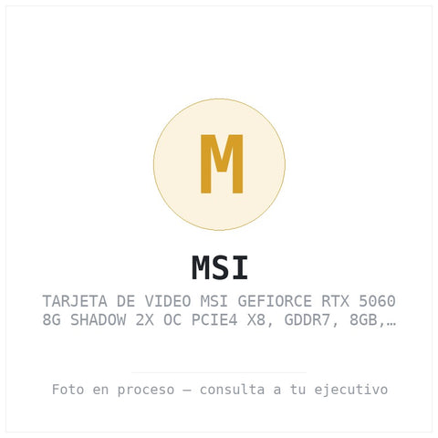 Tarjeta de Video MSI Gefiorce RTX 5060 8G Shadow 2X OC PCIE4 X8, GDDR7, 8GB, 1HDMI/1XDP/DL-DVI-D X 1 (geforce RTX 5060 8G Shado