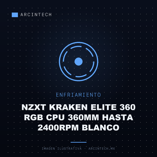Enfriamiento Liquido NZXT Kraken Elite 360 RGB CPU 360MM Hasta 2400RPM Blanco