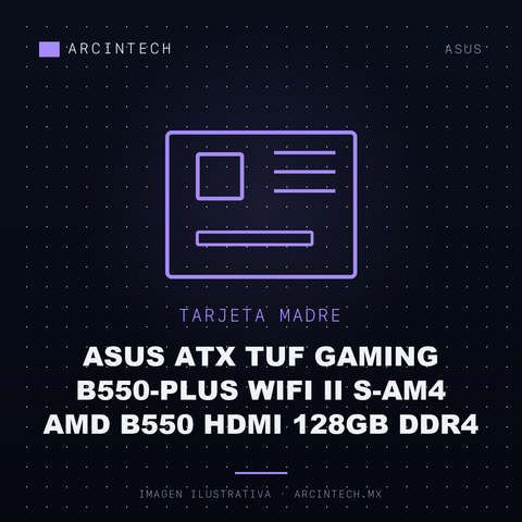 Tarjeta Madre ASUS ATX Tuf Gaming B550-PLUS WiFi Ii S-AM4 AMD B550 HDMI 128GB DDR4