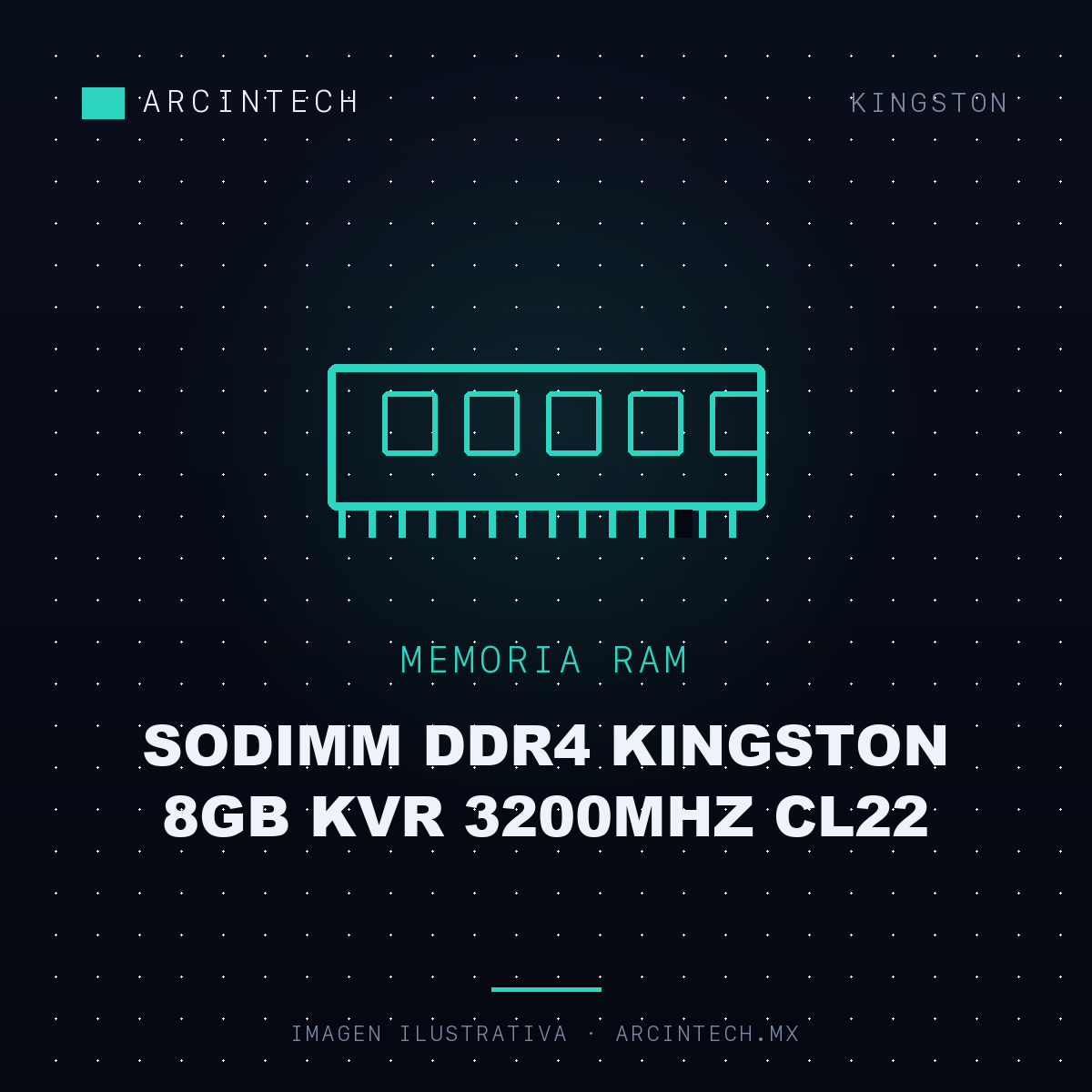 Memoria RAM Sodimm DDR4 Kingston 8GB Kvr 3200MHz CL22