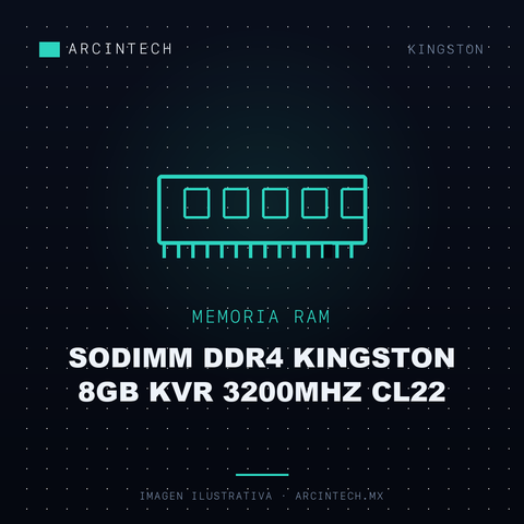 Memoria RAM Sodimm DDR4 Kingston 8GB Kvr 3200MHz CL22