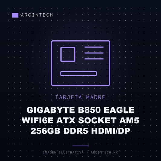 Tarjeta Madre Gigabyte B850 Eagle WIFI6E ATX Socket AM5 256GB DDR5 Hdmi/dp