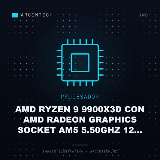 Procesador AMD Ryzen 9 9900X3D con AMD Radeon Graphics Socket AM5 5.50GHz 12 Nucleos 140MB Cache sin Disipador