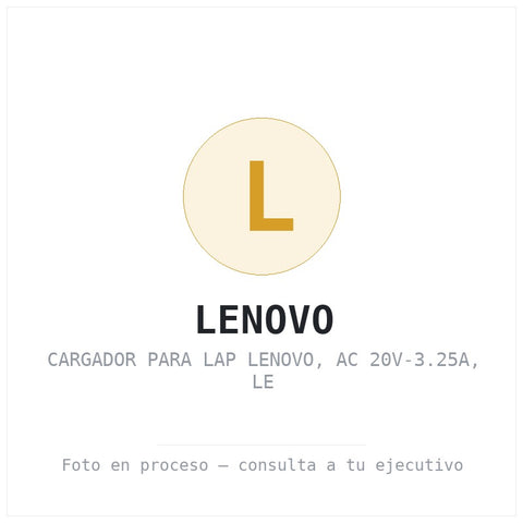 Cargador para Lap Lenovo, Ac 20V-3.25A, Le