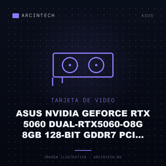 Tarjeta de Video ASUS NVIDIA GeForce RTX 5060 DUAL-RTX5060-O8G 8GB 128-bit GDDR7 PCI Express 5.0