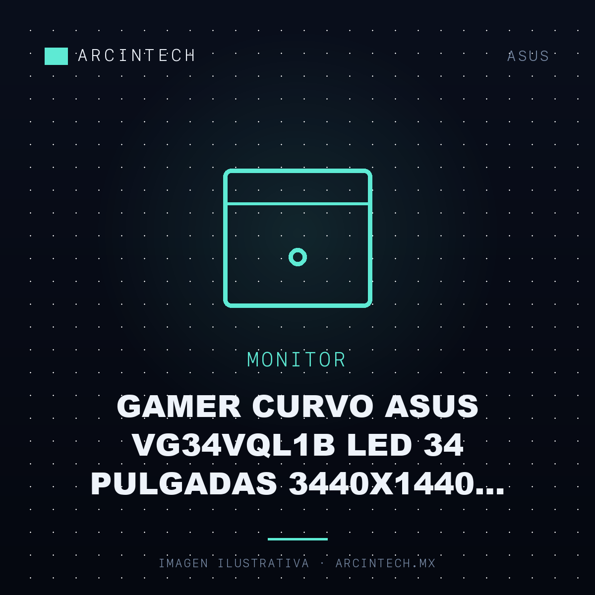Monitor Gamer Curvo ASUS VG34VQL1B LED 34 Pulgadas 3440X1440 Ultra Wide Quad HD Freesync 165Hz Hdmi/displayport Bocinas Integradas Negro