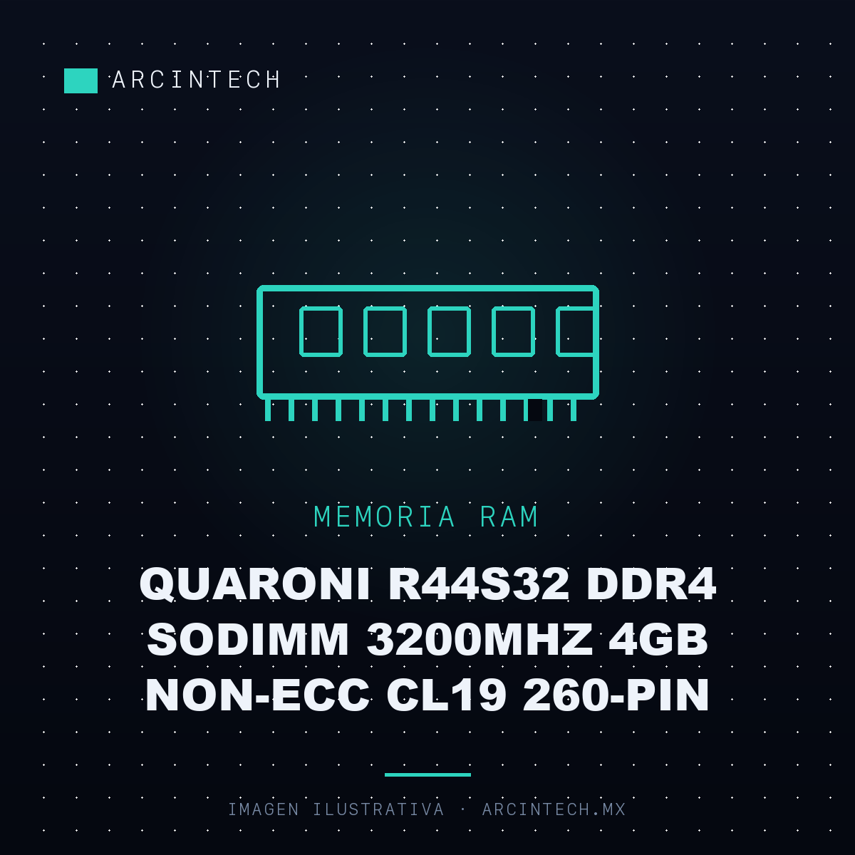 Memoria RAM Quaroni R44S32 DDR4 Sodimm 3200MHz 4GB Non-ecc CL19 260-PIN