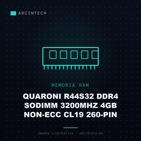 Memoria RAM Quaroni R44S32 DDR4 Sodimm 3200MHz 4GB Non-ecc CL19 260-PIN