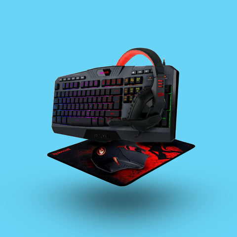 KIT REDRAGON TECLADO MOUSE AUDIFONOS Y MOUSEPAD ALAMBRICO USB NEGRO (S101-BA-2-SP)
