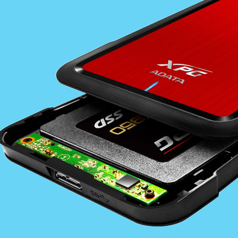 CASE (CARCASA ) PARA DISCO DURO 2.5 EXTERNO ADATA  XPG ROJO (AEX500U3-CRD)